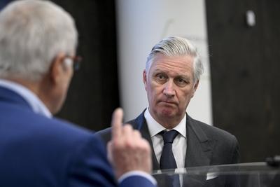 King Philippe Visits The Ag Insurance Head Office-stock-photo