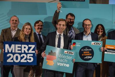 Neum?nster, 11.12.2024, Landesvertreterversammlung der CDU Schleswig-Holstein und Einstimmung auf die Bundestagswahl 202-stock-foto