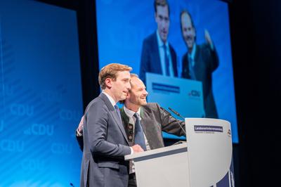 Neum?nster, 11.12.2024, Landesvertreterversammlung der CDU Schleswig-Holstein und Einstimmung auf die Bundestagswahl 202-stock-foto