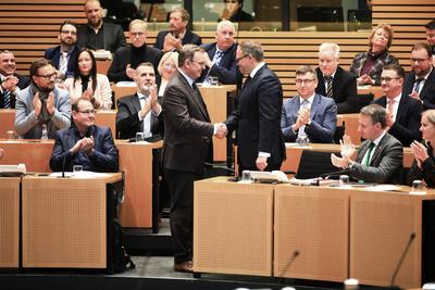 Th?ringer Landtag Wahl des Ministerpr?sident zur 8. Wahlperiode in Erfurt-stock-photo