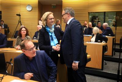 Th?ringer Landtag Wahl des Ministerpr?sident zur 8. Wahlperiode in Erfurt-stock-photo