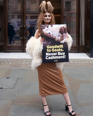 PETA Cashmere-Free Christmas Outside Burberry-stock-foto