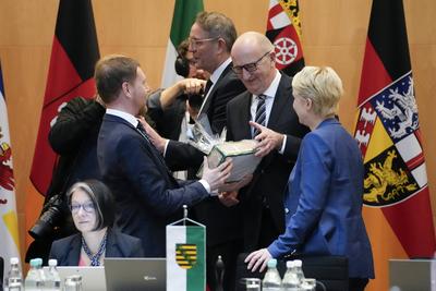 MPK, Ministerpr?sidentenkonferenz, Woidke, Kretschmer, Schwesig-stock-foto