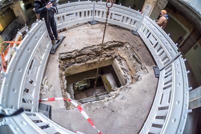 Pressef?hrung Baustelle Naturkundemuseum-stock-foto