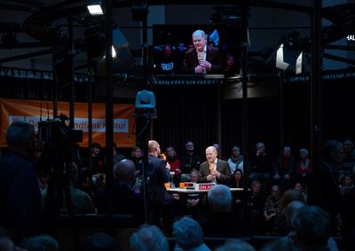 Politik, Live-Radioshow mit Olaf Scholz in Berlin-stock-foto