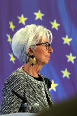 12.12.2024, Frankfurt, DEU Pressekonferenz der Europaeischen Zentralbank, ECB, Christine Lagarde, Praesidentin der Europ-stock-foto