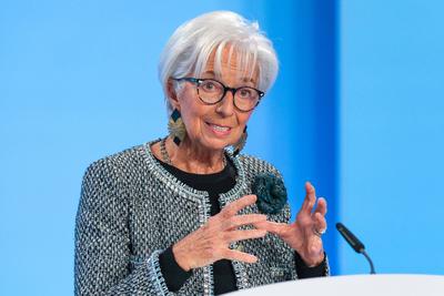 Pressekonferenz der Europaeischen Zentralbank nach der EZB Ratssitzung-stock-foto