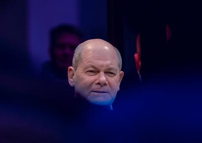 Politik, Live-Radioshow mit Olaf Scholz in Berlin-stock-photo