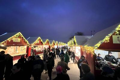 Eiffel Tower Christmas Market-stock-photo