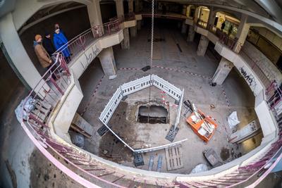 Pressef?hrung Baustelle Naturkundemuseum-stock-foto