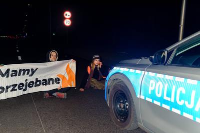 Several hours of blockade of one of the most important roads in Warsaw by the Last Generation.-stock-foto