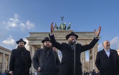 Kundgebung des Europ?ischen J?dischen Jugendkongresses am Brandenburger Tor-stock-photo