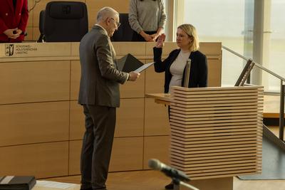 Landtag Schleswig Holstein mit neuer Abgeordneten Anne Rieke-stock-foto