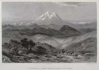 1875 Engraving, by Victor GuĂ rin (1821 â€ 1891), depicting Mount Hermon in Syria, Copyright: xUnitedxArchivesx/xWor-stock-foto