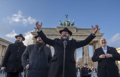 Kundgebung des Europ?ischen J?dischen Jugendkongresses am Brandenburger Tor-stock-photo