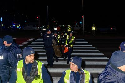 Several hours of blockade of one of the most important roads in Warsaw by the Last Generation.-stock-foto