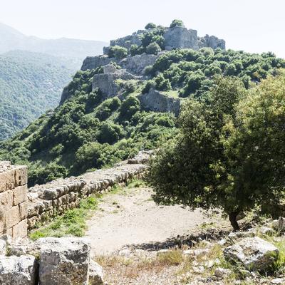 Nimrod Fortress in Israel Remnants of castle on the Golan Heights near the Israeli border with Syria. The Nimrod Fortres-stock-foto