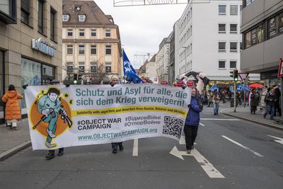 14.12.2024, Demonstration Kriegsdienstverweigerung, N?rnberg: Anl?sslich des Tag der Menschenrechte (10.12.2024) gingen-stock-foto