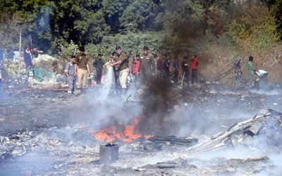 Massive Fire Breaks Out In Ghaziabad?s Slum, Operations Underway-stock-photo