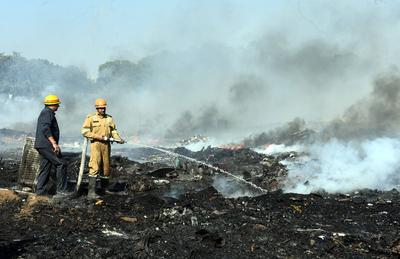 Massive Fire Breaks Out In Ghaziabad?s Slum, Operations Underway-stock-photo