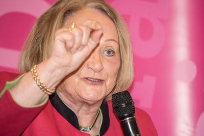 Sabine Leutheusser-Schnarrenberger, Bundesjustizministerin a.D., FDP, Wahlkampf, Adventsbrunch, M?nchen, Dezember 2024-stock-foto