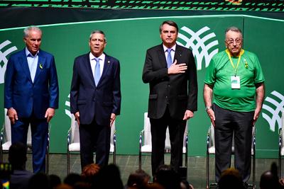 BRAS?LIA, DF - 10.08.2022: BOLSONARO ENCONTRO NACIONAL DO AGRO - In the photo, President Jair Bolsonaro and Braga Netto-stock-photo