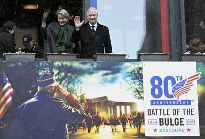 King Philippe and Queen Mathilde take part in the commemorations of the battle of Ardennes-stock-photo