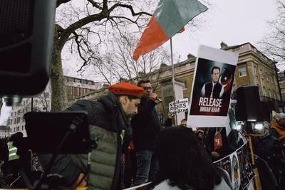 Protest against the D-Chowk Islamabad killings in London-stock-foto