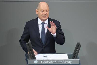 Bundeskanzler stellt die Vertrauensfrage im Deutschen Bundestag-stock-photo