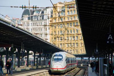 TGV / ICE train at Gare de L? Est, the east railway station in Paris where speed trains arrive on Feb 16, 2022 in Paris.-stock-foto