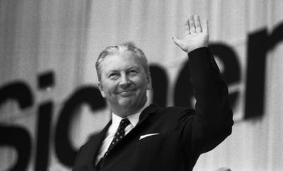 Wahlkampf zur Bundestagswahl 1969 DEU, Deutschland, Ruhrgebiet Der Wahlkampf zur Bundestagswahl am 10.9.1969 im Ruhrgebi-stock-foto