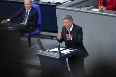 Bundeskanzler stellt die Vertrauensfrage im Deutschen Bundestag-stock-photo