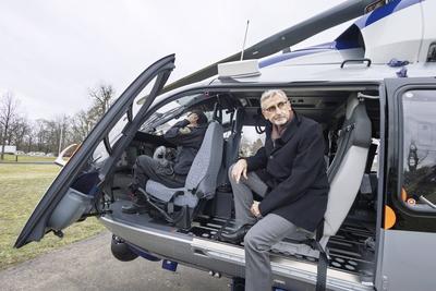 Pr?sentation neuer Polizeihubschrauber-stock-foto