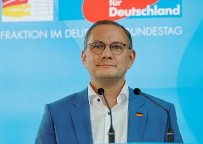 Tino Chrupalla, AfD Fraktionsvorsitzender, Deutschland, Berlin, Sondersitzung der AfD-Fraktion, am Sonntag, 8. September-stock-foto