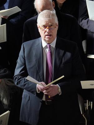 . 27/02/2024. Windsor, United Kingdom. Prince Andrew the Duke of York at a memorial service for King Constantine of Gree-stock-foto