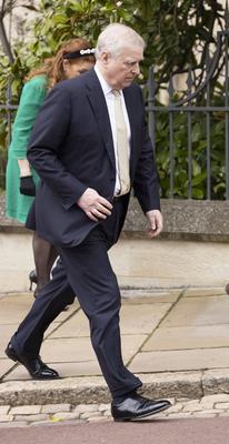 . 31/03/2024. Windsor , United Kingdom. Prince Andrew at the Easter Sunday church service at St.Georges Chapel, Windsor-stock-foto