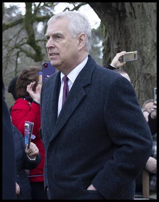 . 25/12/2022. Sandringham , United Kingdom. Prince Andrew arriving at the Christmas Day church service at Sandringham,-stock-photo