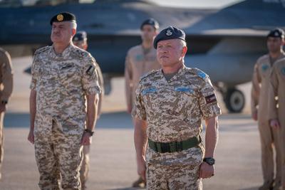 Jordanian King Abdullah II, inaugurates the Air Combat Training Squadron at the Martyr Pilot Muwaffaq Al-Salti Air Base-stock-foto
