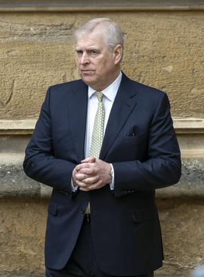 . 31/03/2024. Windsor , United Kingdom. Prince Andrew at the Easter Sunday church service at St.Georges Chapel, Windsor-stock-foto
