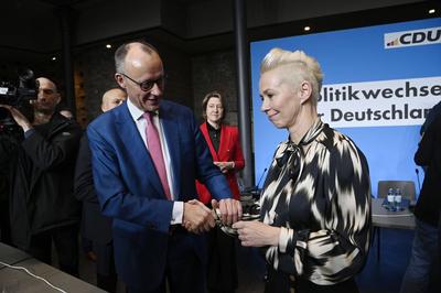 Friedrich Merz, Silvia Breher-stock-foto