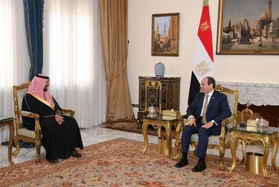 Egyptian President Abdel Fattah el-Sisi receives Prince Badr bin Abdullah bin Farhan Al Saud,-stock-photo