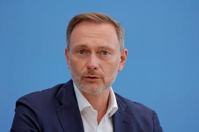 Bundesminister der Finanzen Christian Lindner, Deutschland, Berlin, Bundespressekonferenz, Thema: Regierungsentwurf f?r-stock-foto