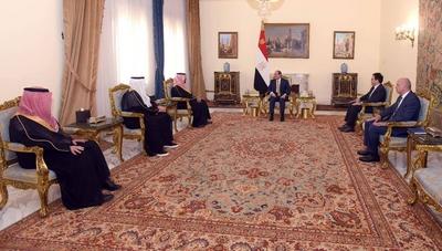 Egyptian President Abdel Fattah el-Sisi receives Prince Badr bin Abdullah bin Farhan Al Saud,-stock-photo
