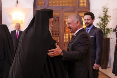 King Abdullah II of Jordan receives Christian and Islamic religious leaders from Jerusalem and Jordan-stock-photo