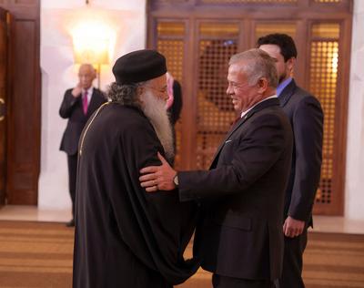 King Abdullah II of Jordan receives Christian and Islamic religious leaders from Jerusalem and Jordan-stock-photo