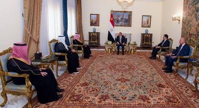 Egyptian President Abdel Fattah el-Sisi receives Prince Badr bin Abdullah bin Farhan Al Saud,-stock-photo