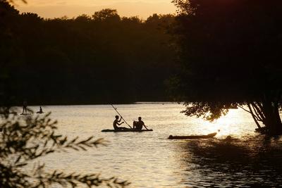 23.08.2024, Berlin - Deutschland. Leute nutzen einen sch?nen Sommerabend am Schlachtensee zum Baden. *** 23 08 2024, Ber-stock-foto