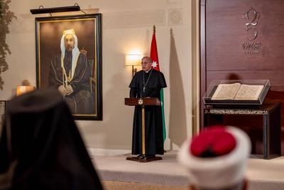 King Abdullah II of Jordan receives Christian and Islamic religious leaders from Jerusalem and Jordan-stock-photo
