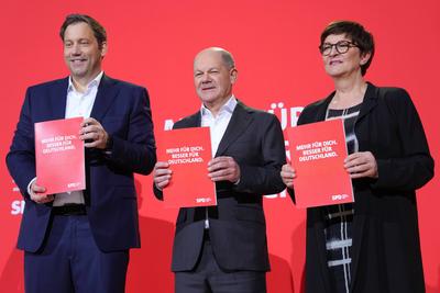 SPD Pressekonferenz zur Wahlkampagne 2025 im Anschluss an die Gremiensitzungen-stock-photo