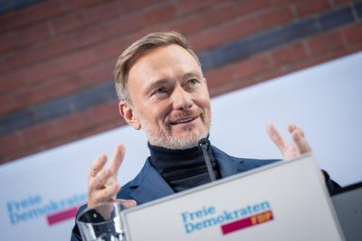 Pressekonferenz Wahlnachlese zum Ausgang der Landtagswahl 2024 in Brandenburg FDP Christian Lindner, Parteivorsitzender-stock-foto